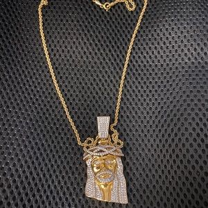 10kt Gold Diamond Jesus Pendant